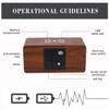 Wooden Digital Alarm Clock with Wireless Charging, 3 Alarms LED