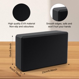 ZMDMAH Yoga Block Set of 2 Yoga Blocks, High Density EVA Foam, Non-Slip, Lightweight, Suitable for Yoga, Pilates, Fitness, Unisex (Black, 2)