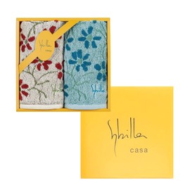 sybilla 94080 Enrasada Mini Towel, Approx. 9.8 x 9.8 inches (25 x 25 cm), Set of 2, Gift Boxed, Blue, Beige