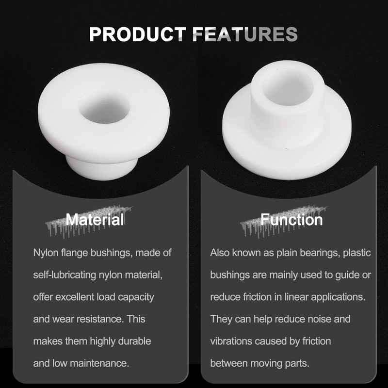 sourcing map 10pcs Flanged Sleeve Bearings Plastic Bushings ID 9mm