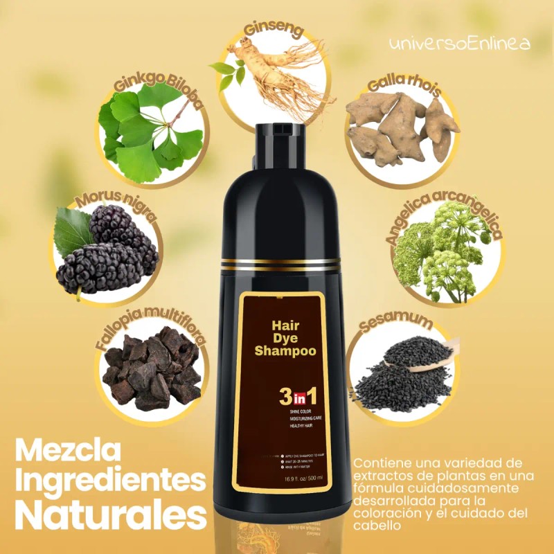 Shampoo Tinte Cubre Canas Natural Instantáneo 500ml F