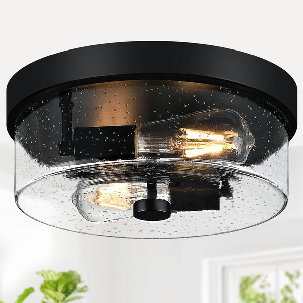 Black Flush Mount Ceiling Light Fixtures, 2-Light Ceiling Mount for