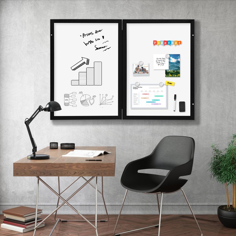 YCCYYCCY Black Hidden Board, Enclosed Whiteboard with Wooden Frame, 20x30in