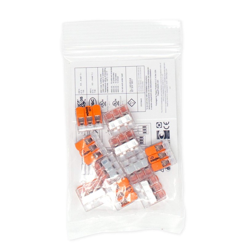 Wago 221-613 Lever-Nuts 10AWG 3 Conductor Compact Wire Connectors 10