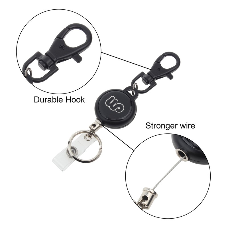 Wisdompro® Heavy Duty Retractable Reel with Vertical 2-Sided Zipper Pocket