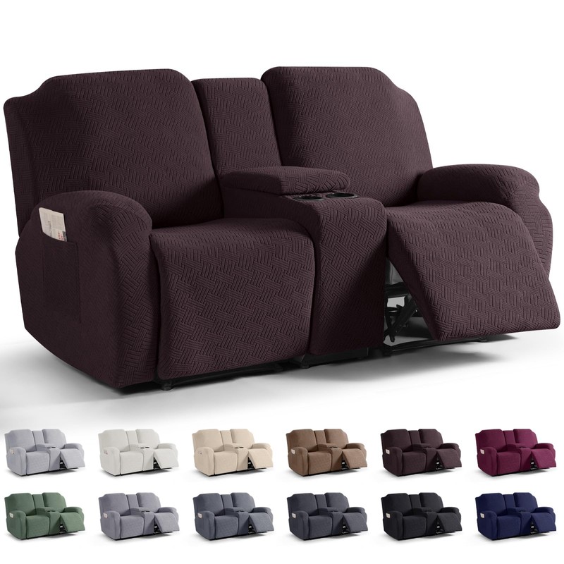 KinCam Loveseat Recliner Covers with Middle Console Slipcover, Recliner Sofa
