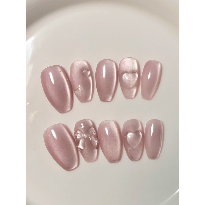 [Glass bead magnetic nail] Mongle heart handmade nail tip, soft