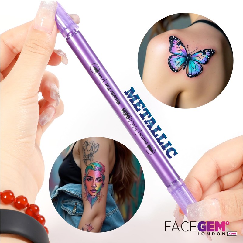 12 Metallic Temporary Tattoo Markers for Skin – Create Temporary
