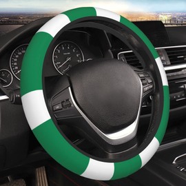 Subily Nigeria Flag 15 Inch Thickened Universal Elastic Steering Wheel Covers, Cute Car Accessories for Women and Girls