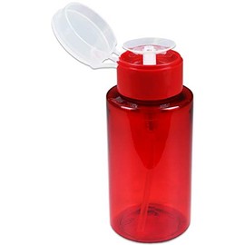 Beauticom Professional No Wording Labeled Push Down Liquid Pumping Empty Bottle Dispenser (7 oz, Red)