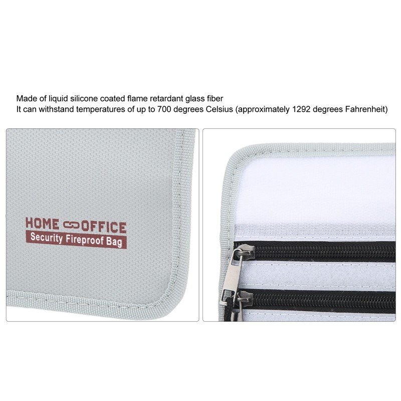 Fireproof Document Bag Waterproof and Fireproof Money Bag with Dual