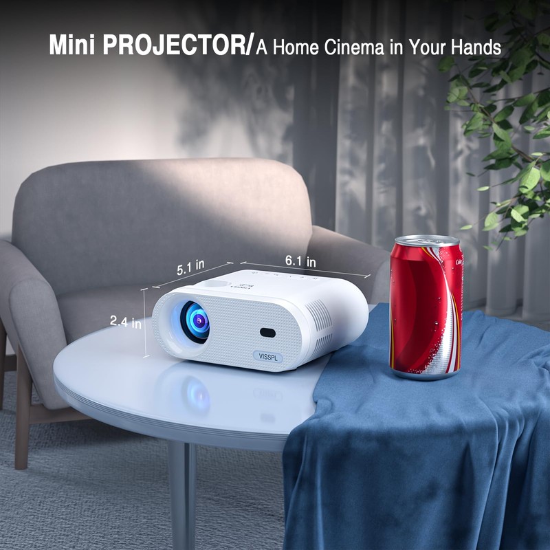 Mini Projector, VISSPL Full HD 1080P Video Projector, Portable Outdoor