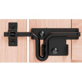 TRIPLE DEER Heavy Duty Sliding Bolt Gate Latch with Padlock Hole & Carriage Bolt, Slide Bolt Hardware for Wooden Fence/Yard Fence/Shed Door/Barn Door, Black, 1 Pack