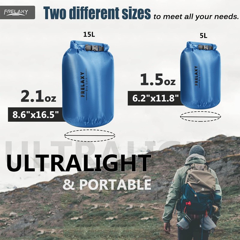 Frelaxy Waterproof Dry Bag 2 Pack/3 Pack, Lightweight Portable Dry