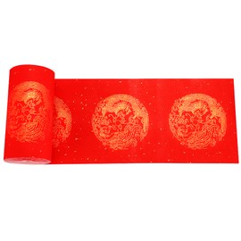 MEGREZ Chinese Spring Festival Scrolls Red Xuan Paper, Blank Thicken Chinese Couplets Chunlian Paper for New Year Party Decor, 17cm x 20m(6.7" x 787"), Dragon and Phoenix