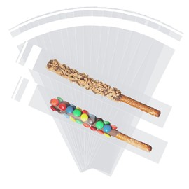 200 Pcs Thickened Pretzel Rod Bags - 2x10 Inches, Self Sealing Cellophane, Clear Individual Bags for Chocolate, Candies, Cookies