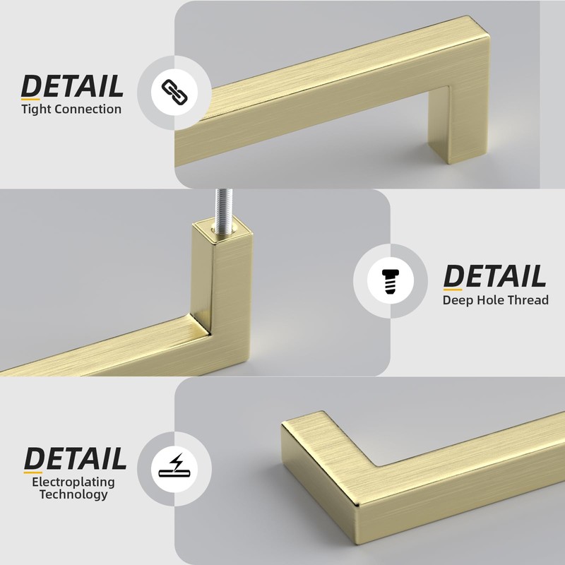 Goldenwarm 20 Pack 6-1/4 inch Gold Kitchen Cabinet Handles Brushed