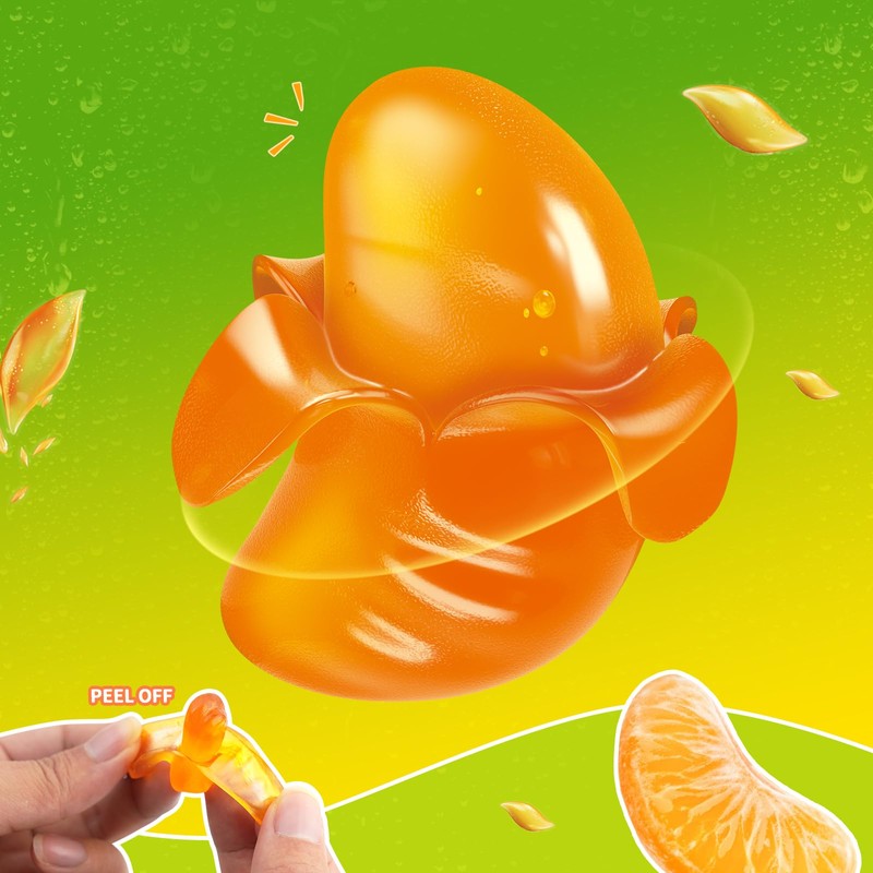 Amos 4D Gummy Peelable Orange Candy, Peelerz Gummy Orange, Fruit