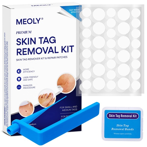 Premium Skin Tag Remover Tool Kit with 36 PCS Repair Patches to remove (2mm to 6mm) Sized Skin Tags for Face, Neck, Finger and Body,Safe and Painless, Smooth Results