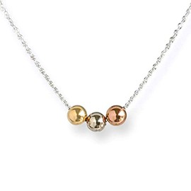 Austin Down to Earth Handmade Tri Tone Necklace Tricolor Necklaces for Women Sterling Silver Layered Necklace Silver Choker with Rose Gold and Gold Adjustable Length (18-20 inches adjustable)