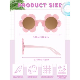 Kanayu 12 Pairs Christmas Flower Sunglasses 5.71 Inch Adult Round Uv Protection Flower Glasses Colorful Eyewear for Women Men(Vivid Color)