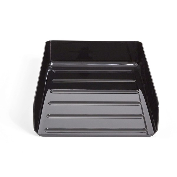 TRU RED Front Load Stackable Plastic Letter Tray, Black, 4/Carton
