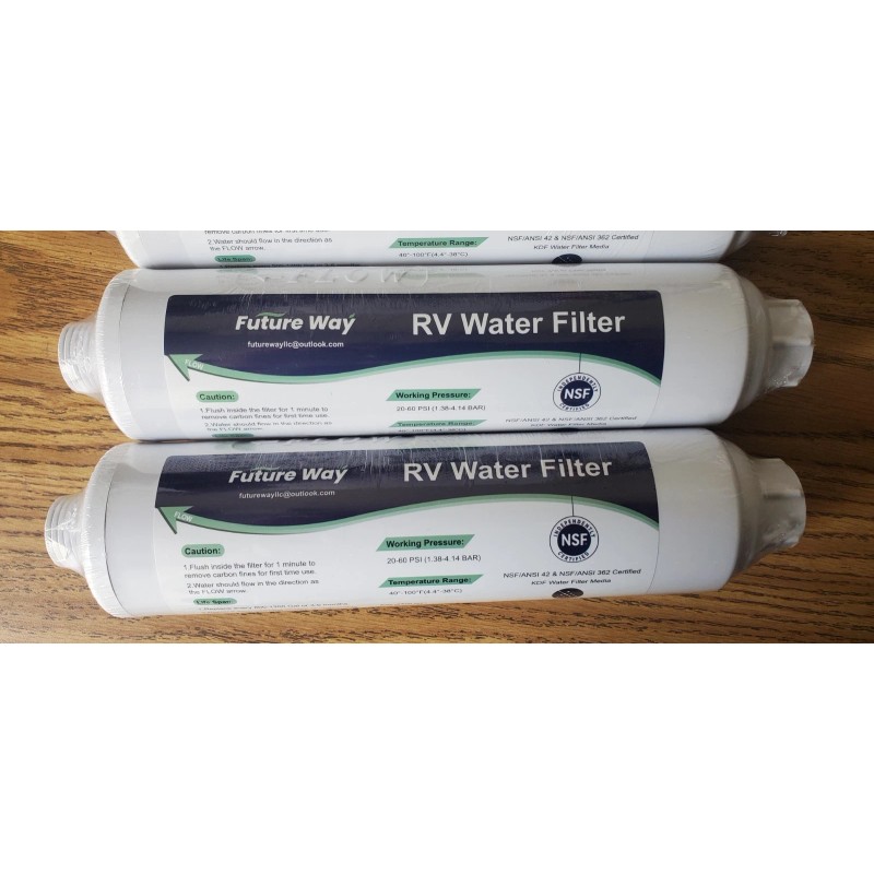 Future Way 4-Pack INLINE RV Water Filter Reduces Odors Sediments