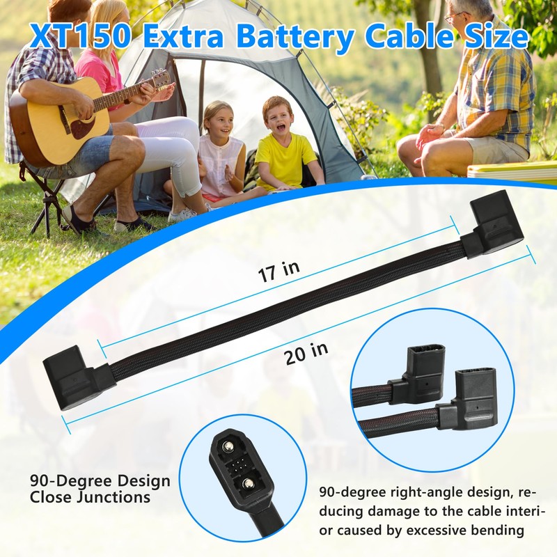 XT150 Extra Battery Cable Braided Power Wire Compatible with EcoFlow