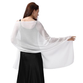 Ladiery Evening Scarves and Shawls for Evening Dresses, Soft Transparent Crepe Scarf with Shimmer, Bridal Scarf, Elegant Women's Scarves, White