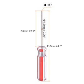 sourcing map 2pcs Magnetic Hex Screwdriver 55mm Length H1.5 Carbon Steel Hexagonal Head Screw Driver with Non-Slip Handle for Appliances Repair Improvement, Red