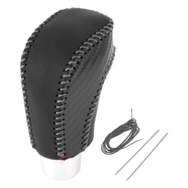TUCKBOLD Gear Shift Knob Cover Stick Shifting Handle Protector for Volkswagen Jetta 2012-2019 Black Carbon Fiber Grey Faux Leather 1 Pc Anti-Slip Car