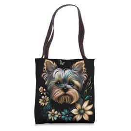 Yorkie Butterfly Cute Floral Yorkshire Terrier Puppy Dog Tote Bag