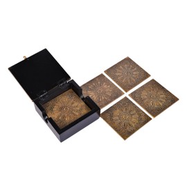 6 Peetal Coasters Set, Coffee Table Decor - Luxury Tableware, Unique kitchenware, Coasters for Drinks, Coaster Set, Golden Coasters for Drinks
