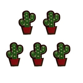 HUIXUN Cactus Plant Patch for Clothing Iron on Embroidered Sew Applique Cute Patch Fabric Badge Garment DIY Apparel Accessories 5Pcs（1.3"X2"）
