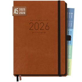 Häfft® Chäff-Timer Deluxe Calendar 2025/2026 A5 "Cognac" Book Calendar, Appointment Calendar, Weekly Planner, Diary for 18 Months: July 25 to December 25 - Sustainable and Climate Friendly