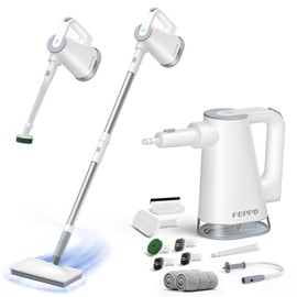 FEPPO Steam Mop with Detachable Handheld Steam Cleaner for Home and Floor Cleaning, 10-in-1 Multi-purpose Attachments & 2 Pads, Powerful Steamer for Floors, Hardwood, Tiles,Grout,Windows,Kitchen,Bath