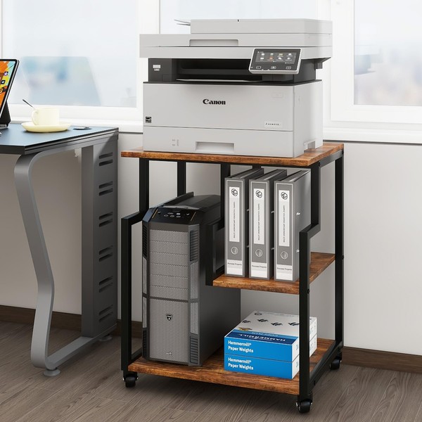 Natwind 23.6x17.7 Inch Large Printer Stand, 3-Tier Mobile Printer Table