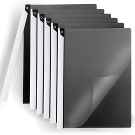 Binditek - Paquete de 6 cubiertas frontales transparentes con clip oscilante, carpeta de archivos de plástico con cubiertas traseras negras, capacidad de 40 hojas, 8.9 x 11.9 pulgadas, para tamaño