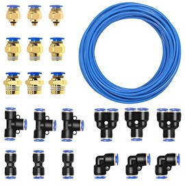 1/4" OD Air line 1/4" Pneumatic hose 50ft OD 1/4" 6mm ID 5/32"4mm Polyurethane PU Air Hose Tube Kit with 1 /4 hose air hose fittings for Air Compressor Fitting & Fluid Transfer