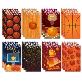 littkeef cliaet 24 Pcs Sports Mini Notepads Basketball Baseball Football Soccer Party Favors Goodie Bag Stuffers Notepads Spiral Mini Notebooks for Teens Teacher Classroom Reward