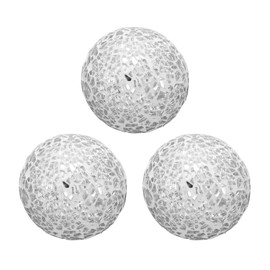 sourcing map 3Pcs Decorative Glass Balls 2.36 Inch Orbs Centerpiece Balls Mosaic Glass Ball Sphere for Decor Bowls Vases Dining Table Party, Silver