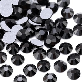 Dowarm 1440 Pieces SS4 Flatback Rhinestones, 1.5MM Flatback Crystal Rhinestones for Craft Nails Dance Costumes, Non Hotfix Rhinestones, Jet Black