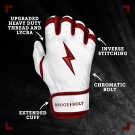 BRUCE BOLT Chrome Series Short Cuff Maroon Batting Glove - Maroon XXLarge