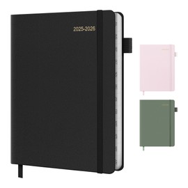 2025-2026 Planner for Women, Lather Weekly & Monthly Organizer, July 2025-June 2026, Hardcover with Gold Foil, Tabs, and Inspirational Pages - Ideal for Professionals, Black