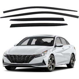 Safe Smoke Window Visor Sun Rain Vent Guard 4 Pcs Set Compatible with 2021~ Elantra (Avante), Elantra N, Elantra N Line Out Channel Visor
