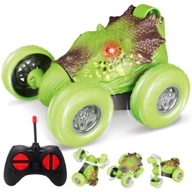 JQLM Dinosaur RC Cars for Kids, 360° Stunt Rotation Remote Control Toy Car for Boy Girl, Christmas Birthday Toys Gift for Children Toddler 3 4 5 6 7 8 9 10 11 12 +