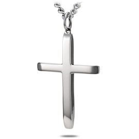 Shields of Strength Tapered Cross Necklace Gold Plated or Stainless Steel John 19:30 Christian Bible Verse Pendant with Matching Chain - Jewelry Gift