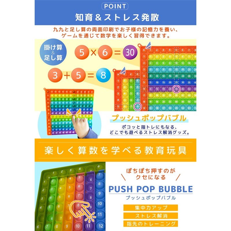 Sorave Push-Pop Calculation, Multiplication, Dividing, Double-Sided, 12 x 12 Squeeze