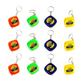 NUOBESTY 12PCS Tape Measure Keychains Mini Retractable Measuring Tape Keychains for Kids Birthday Party Favors (Assorted Color)