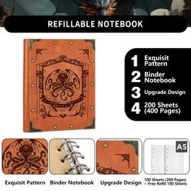 DUROTAN DND Journal Notebook A5 Binder Journal 400 Page for Dungeons and Dragons D&D Dice Accessories Role Playing Games,Great DND Gifts Men&Women